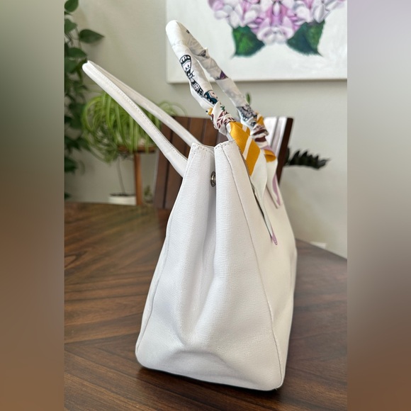 Furla White Leather Satchel with Scarf-Wrapped Handle - Picture 6 of 16